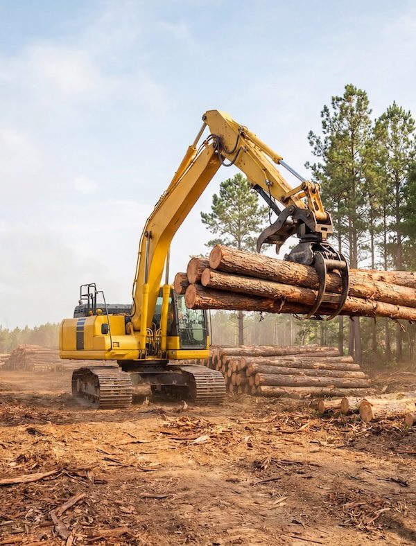 Excavator Clearing Land